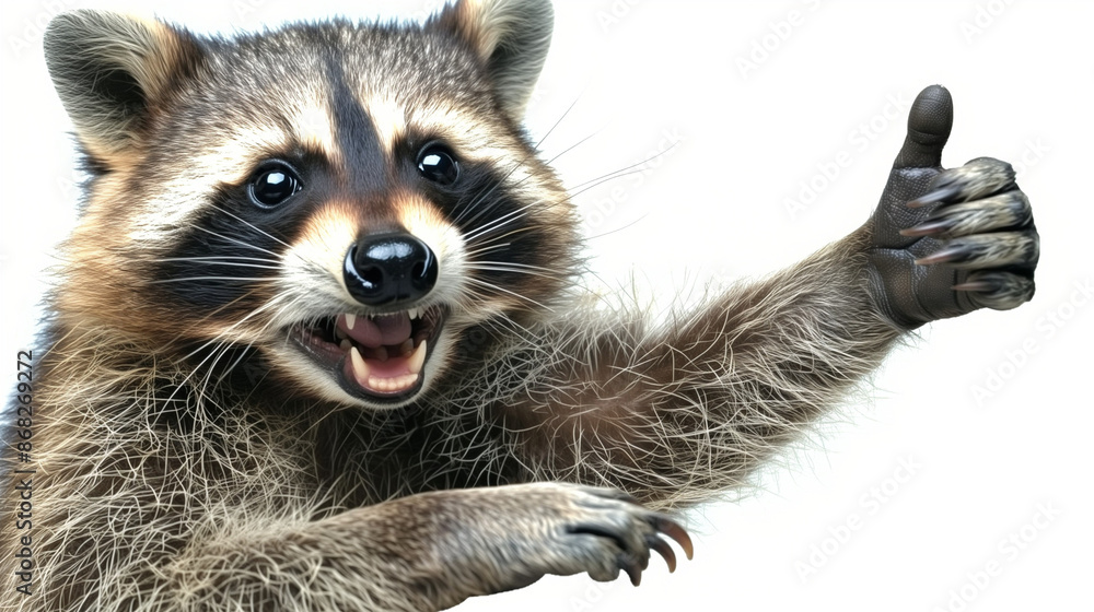 Fototapeta premium a raccoon which shows all okay