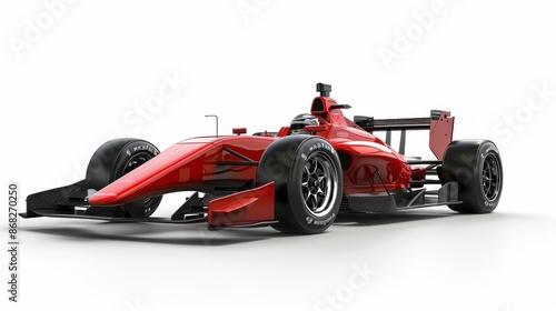 Red Formula One Race Car on White Background