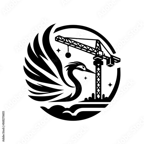 mobile crane logo design for construction