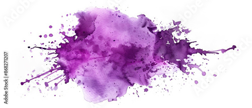 Abstract purple color painting, watercolor splashes or stain as explosion, isolated on white background	