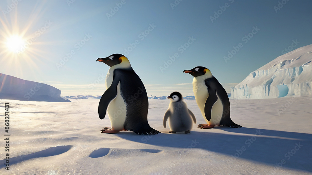 Fototapeta premium two penguins on the snow