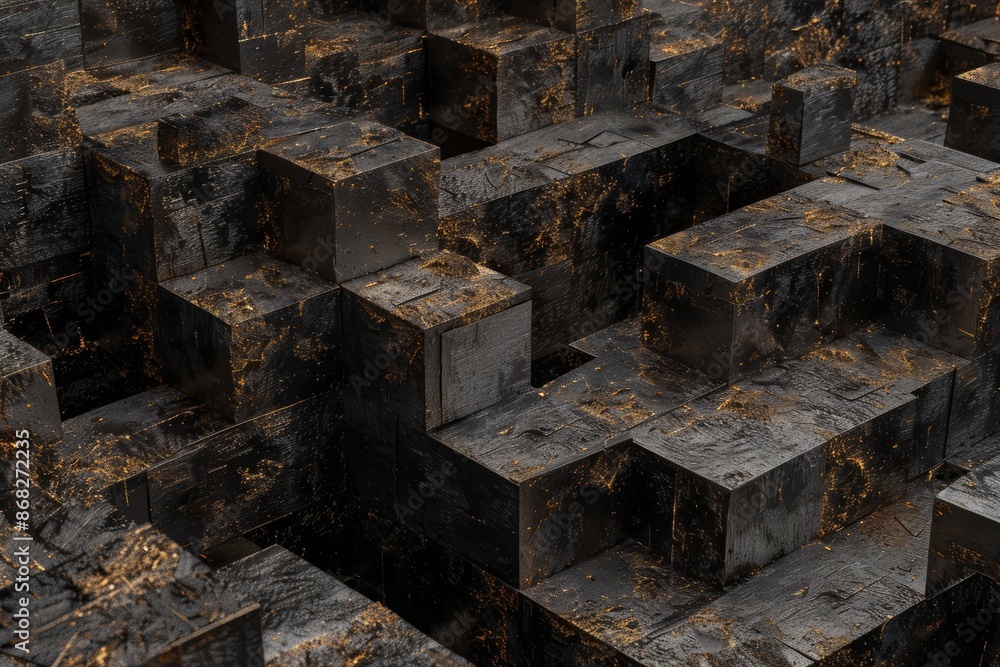 Industrial metal cubes stacked in a pattern Industrial metal cubes stacked in a pattern