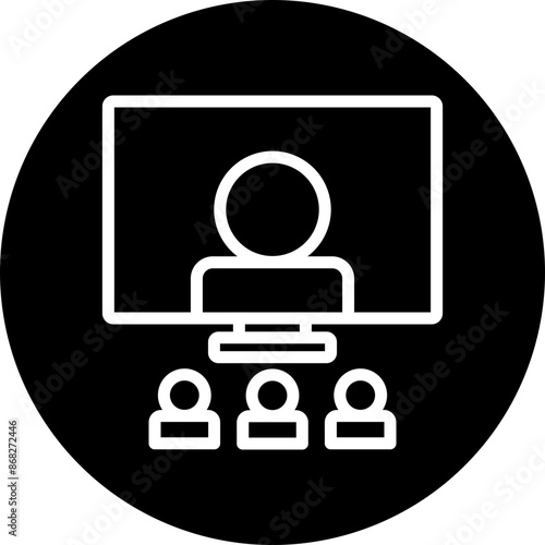Webinar Vector Line White Circle Black