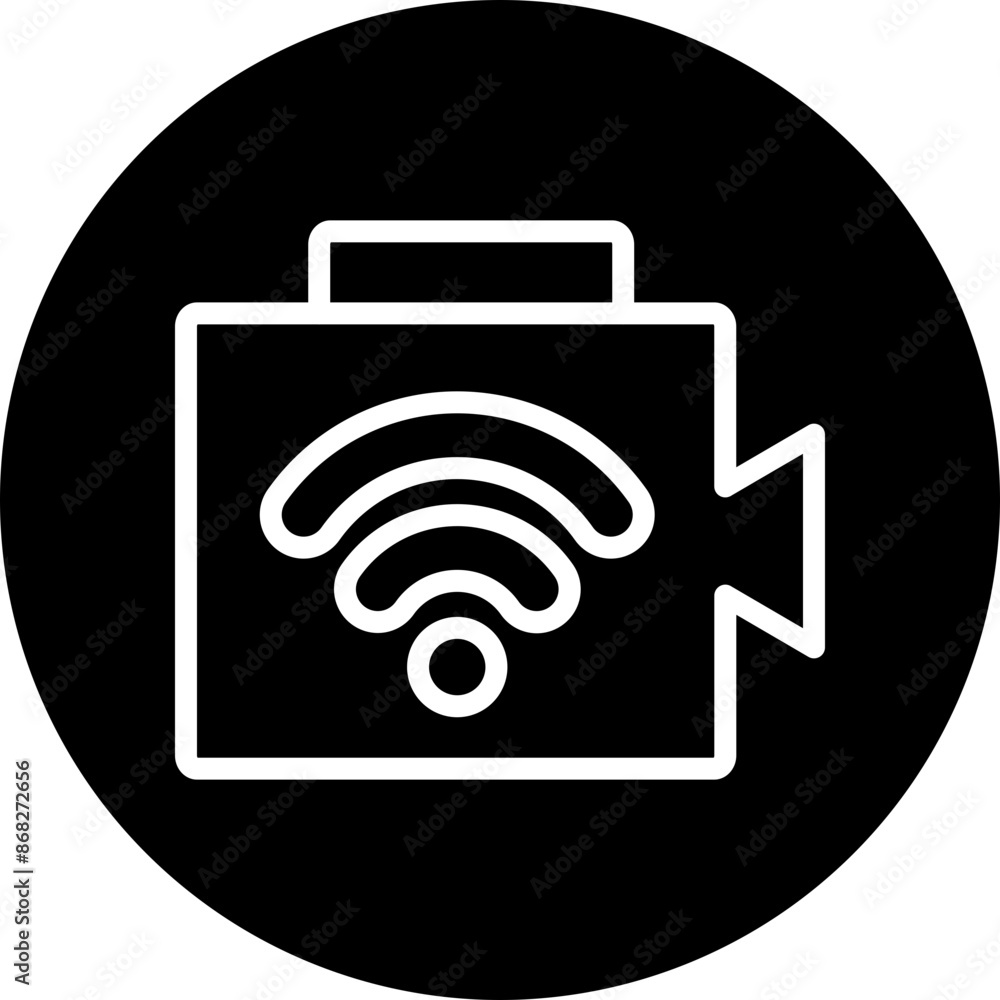 Live Streaming Vector Line White Circle Black Live Streaming Vector Line White Circle Black