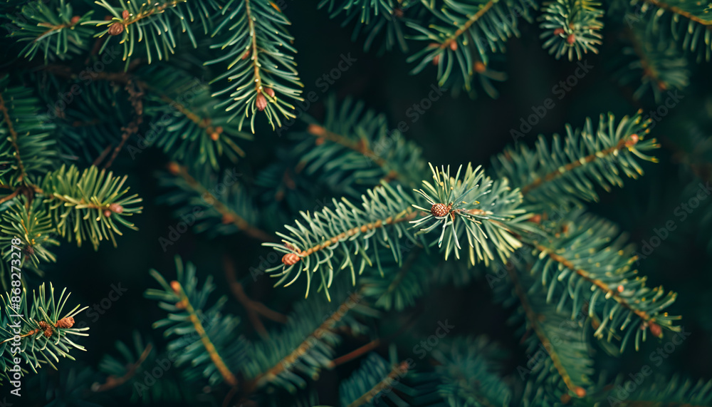 Natural background of young fir-tree branches with small needles. Growing new evergreen fir tree. Pine branches with young green needles for publication, poster, screensaver Natural background of young fir-tree branches with small needles. Growing new evergreen fir tree. Pine branches with young green needles for publication, poster, screensaver