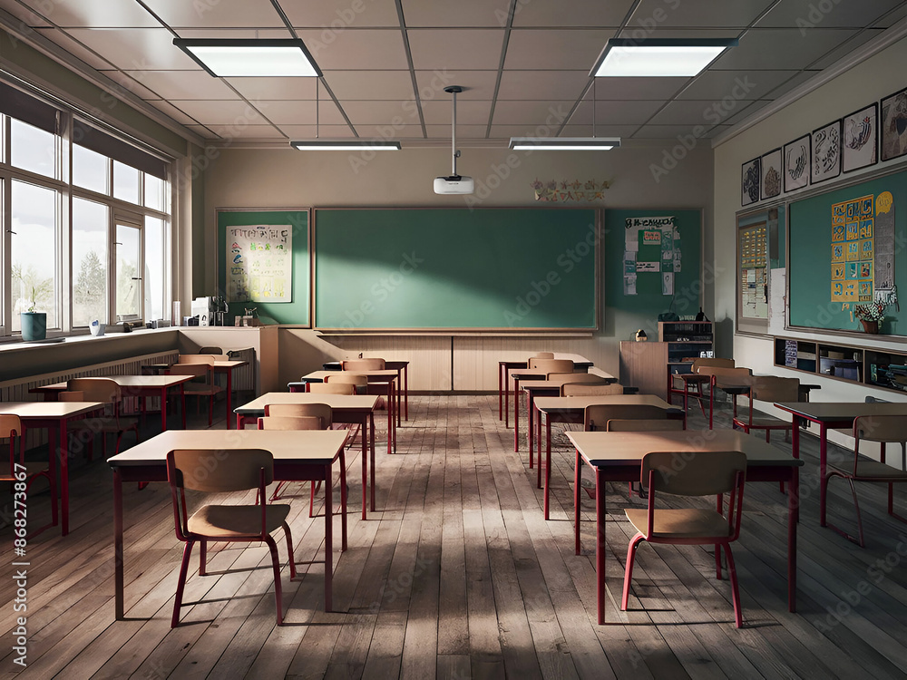 Modern Classroom Interior in Light Tones background. Ai generative Modern Classroom Interior in Light Tones background. Ai generative