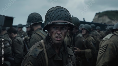 Wallpaper Mural intense expression of a soldier amidst military operation Torontodigital.ca