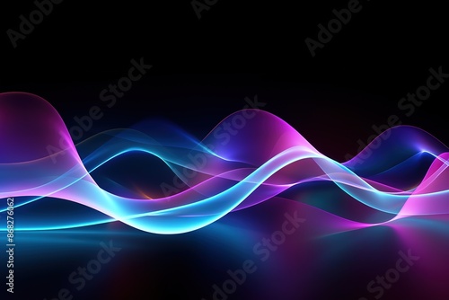 Vector glowing wave, smoke design wavy lines