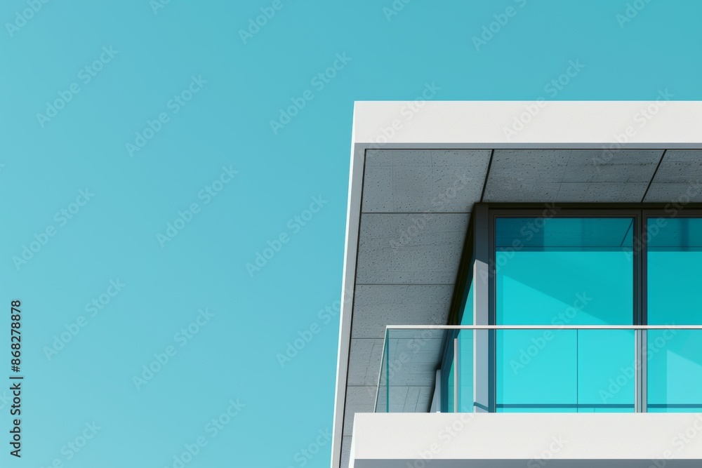 Modern architecture detail with minimalist aesthetic and blue sky Modern architecture detail with minimalist aesthetic and blue sky