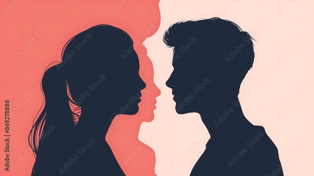 Artistic Silhouette Portraits of a Couple Facing Each Other or Situationship_2 Artistic Silhouette Portraits of a Couple Facing Each Other or Situationship_2