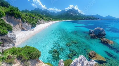 Fototapeta Naklejka Na Ścianę i Meble -  Majestic Rugged Coastline of Cala Gonone, Sardinia - Italian Paradise of White Sands and Turquoise Waters