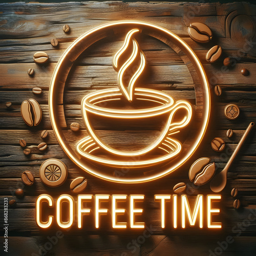 LED coffee shop sign on the wall