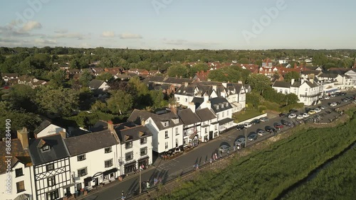 Aerial view of English village of Parkgate, Wirral, England photo