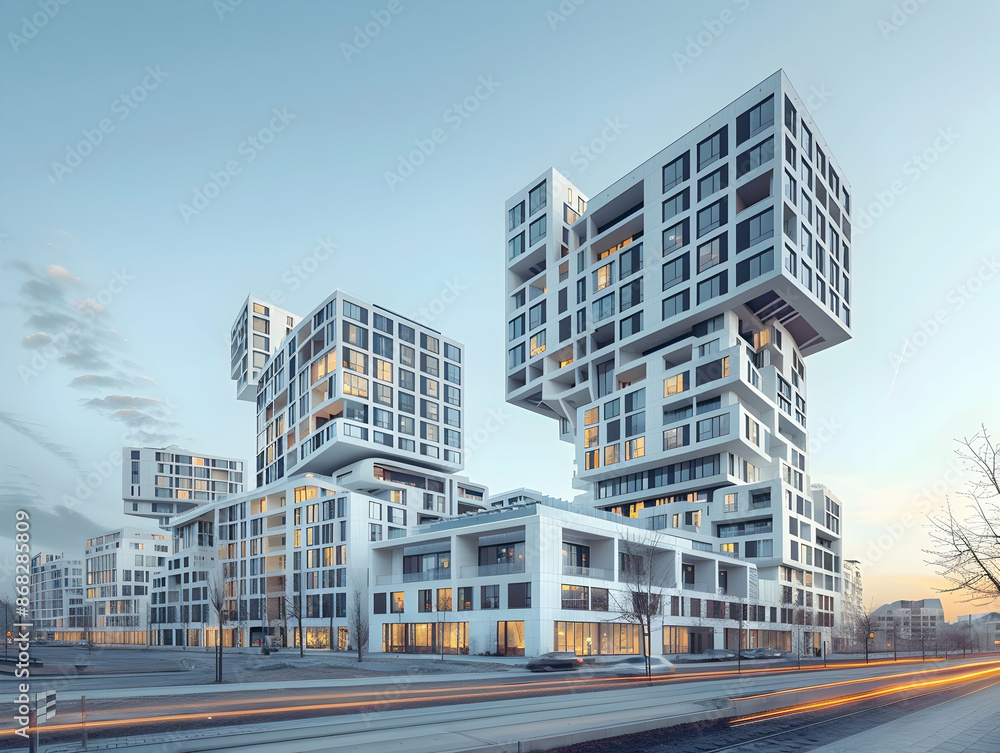 Fototapeta premium New luxury residential buildings, stylish office building, Premium Apartments and flat building, City building