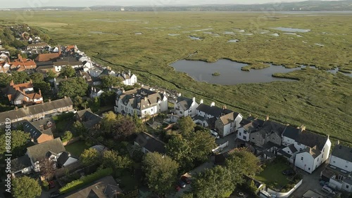 Aerial view of English village of Parkgate, Wirral, England photo