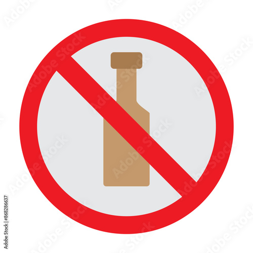 No Alcohol Vector Flat Icon Design