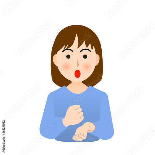 気が付き納得して手をポンと叩く女性