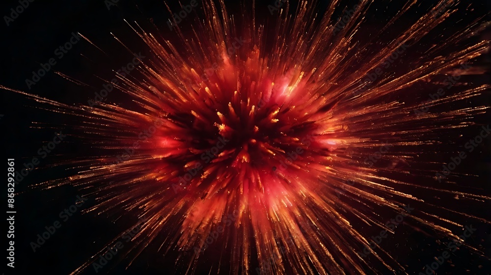 Bright explosion of red lights with dark black background, abstract background wallpaper design Bright explosion of red lights with dark black background, abstract background wallpaper design