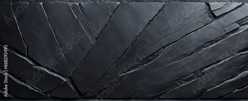 Panel kuchenny z motywem  Dark grey black slate texture background. Black stone texture. Black granite slabs background 