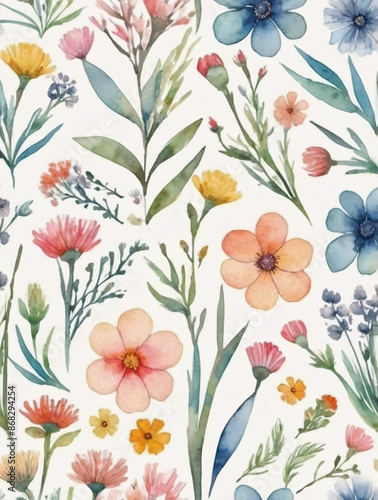 Photo of flora flowers Watercolor vector background illustration floral wedding floral flowers generated ai