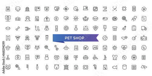 Pet Shop Icon set with editable stroke collection for web and ui. Line icons pack. Vector illustration.