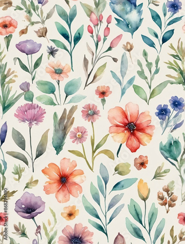 Photo of flora flowers Watercolor vector background illustration floral wedding floral flowers generated ai