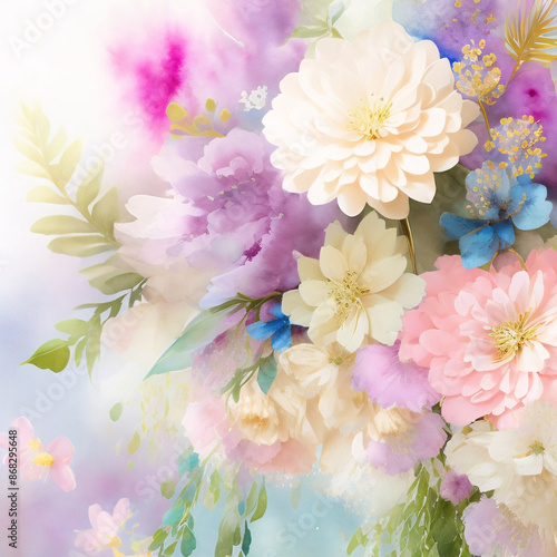 Photo of flora flowers Watercolor vector background illustration floral wedding floral flowers generated ai