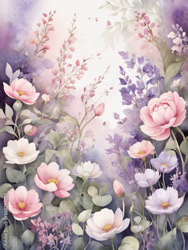 Photo of flora flowers Watercolor vector background illustration floral wedding floral flowers generated ai