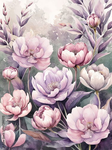 Photo of flora flowers Watercolor vector background illustration floral wedding floral flowers generated ai