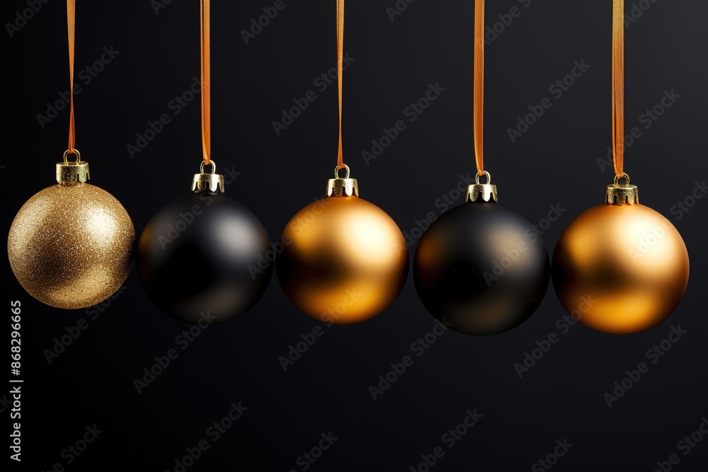 Obraz premium Gold Christmas balls on a multi coloured sparkling background