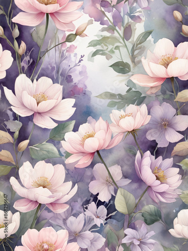 Photo of flora flowers Watercolor vector background illustration floral wedding floral flowers generated ai