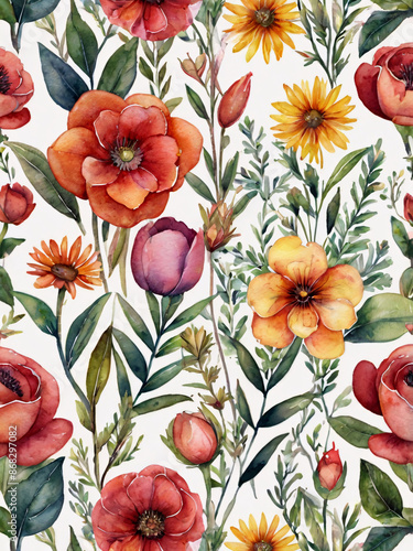 Photo of flora flowers Watercolor vector background illustration floral wedding floral flowers generated ai