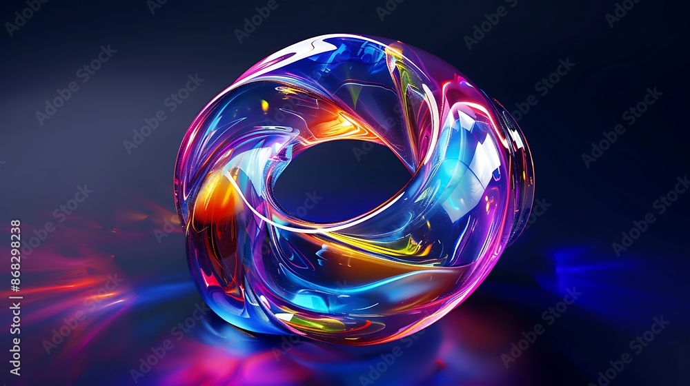 Abstract glass shape, dark background design, 3d render Abstract glass shape, dark background design, 3d render