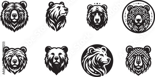  bear head animal silhouette like the logo  vector black color white background 