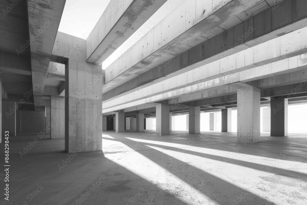 Modern concrete architectural structure with dramatic shadows Modern concrete architectural structure with dramatic shadows