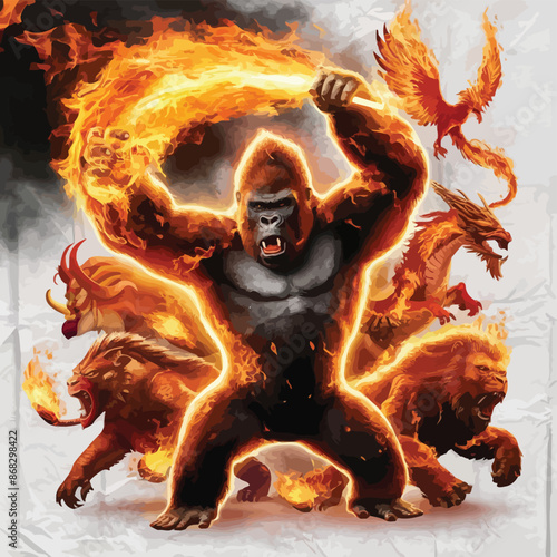 Animals with the power of blazing fire gorilla
