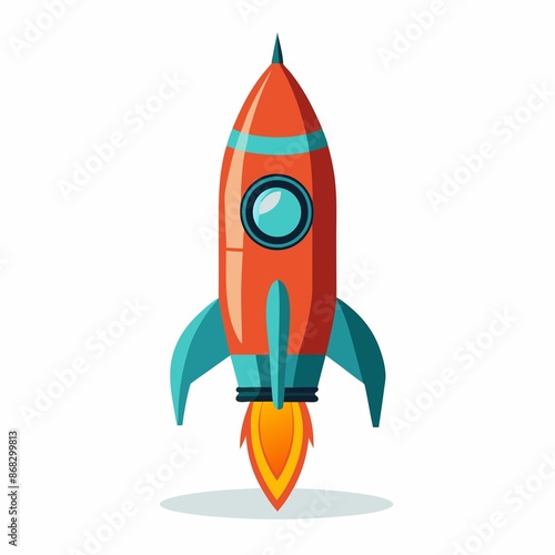 Old fashioned retro rocket ship standing alone on clean white background., isolated, vintage, white background, rocket