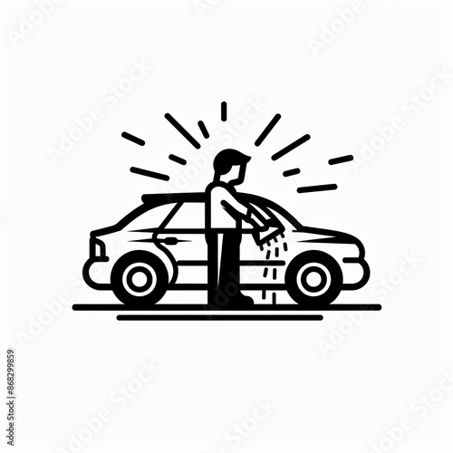 Simple Icon of a Person Washing Car © Сергей Шипулин