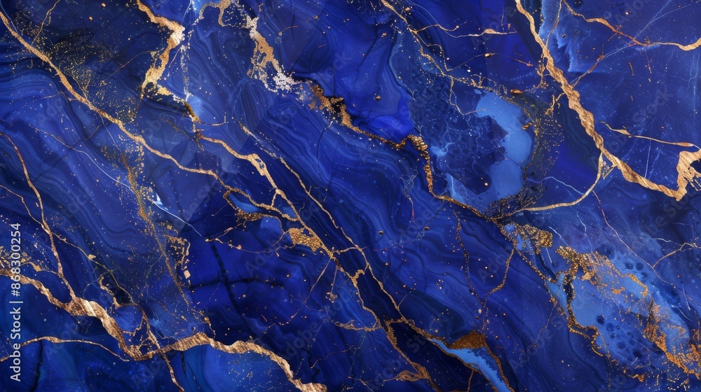 Luxury 3D abstract cobalt blue marble background with golden veins and lines. Mosaic stone texture, jasper. Ornate, modern marble pattern. Artificially painted, decorative stone texture. Luxury 3D abstract cobalt blue marble background with golden veins and lines. Mosaic stone texture, jasper. Ornate, modern marble pattern. Artificially painted, decorative stone texture.
