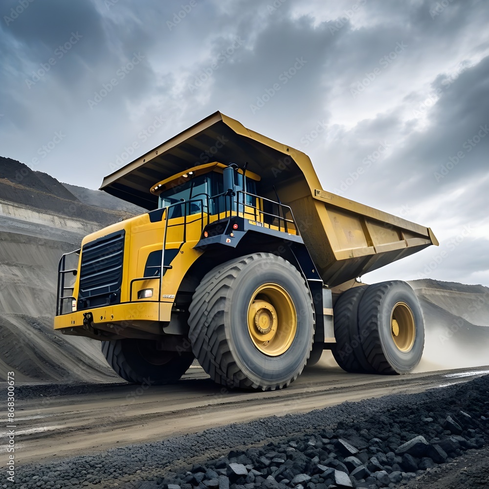 Vehicle on a coal mine view Vehicle on a coal mine view