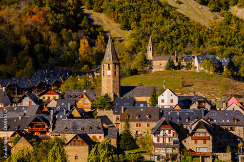 Salardú and Unha villages, in Naut Aran, during autumn (Aran Valley, Catalonia, Pyrenees, Spain) photo