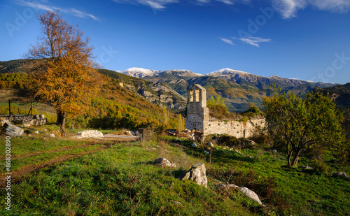 Sant Climent de la Torre de Foix hermitage  in autumn (Berguedà, Catalonia, Spain, Pyrenees)
