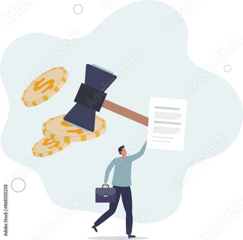 Penalty fine to pay for prohibited legal, charge and expense punishment notice, traffic charge bill concept.flat design.illustration with people.