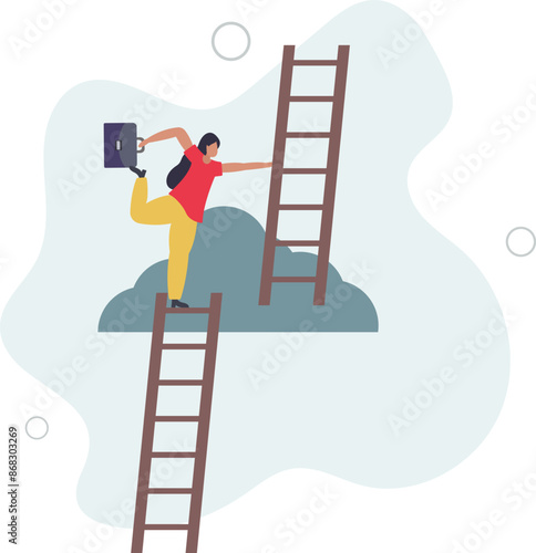 Progress to next level, career development or business improvement reaching better quality, growth or growing concept.flat design.illustration with people.