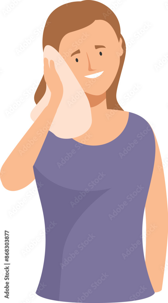 Young woman is wiping the sweat off her forehead after a strenuous workout