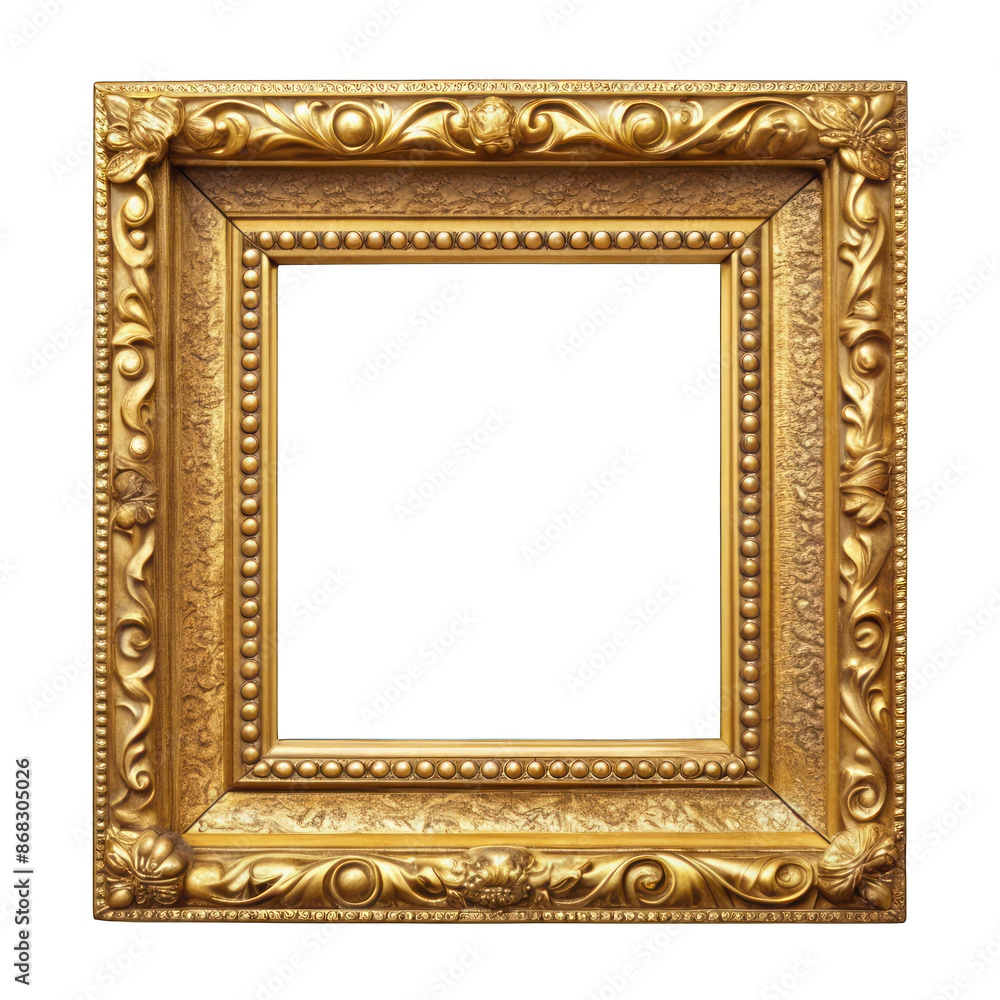 Golden frame 3d isolated on transparent background Golden frame 3d isolated on transparent background