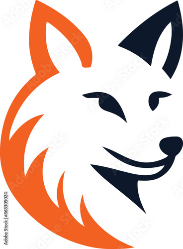  fox head animal silhouette like the logo linner vector photo