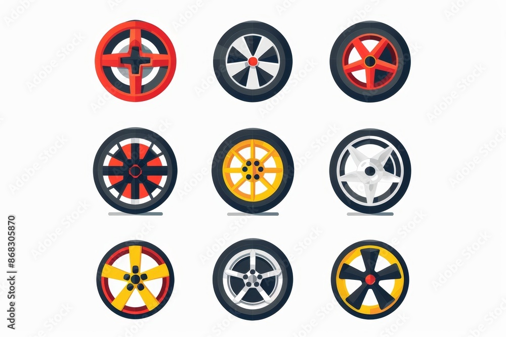 Car wheels flat icon, tire silhouettes, rim symbol, auto wheels sign, car tyre pictograms, minimal Car wheels flat icon, tire silhouettes, rim symbol, auto wheels sign, car tyre pictograms, minimal
