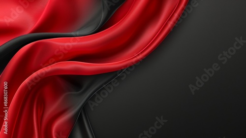 Elegant red and black satin fabric texture background