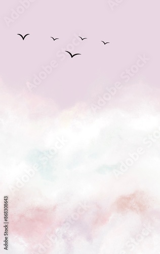 flying birds in the sky